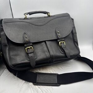 NICKLAUS Black Leather Briefcase/ Messenger Laptop Bag